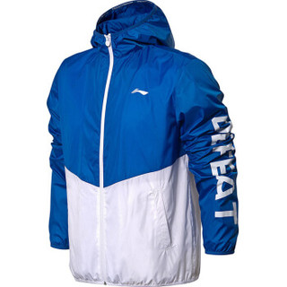 李宁 LI-NING AFDN187-1 训练系列男子运动风衣 正蓝色/标准白  3XL码