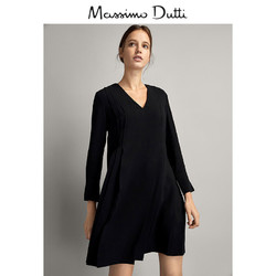 Massimo Dutti 06633730800 女装新款打底连衣裙冬装女士休闲小黑裙秋冬