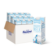 风车牧场Flevomel 比利时进口3.7g乳蛋白高钙脱脂纯牛奶 1L*12盒 整箱装 124mg钙 *2件