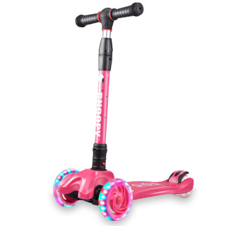 史努比 SNOOPY 滑板车儿童 一秒折叠升降闪光四轮踏板车 粉色SN7001
