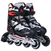 美洲狮（COUGAR）溜冰鞋儿童轮滑鞋男女可调旱冰鞋闪电单鞋MZS835L-12黑白色L码