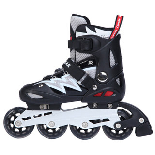 美洲狮（COUGAR）溜冰鞋儿童轮滑鞋男女可调旱冰鞋闪电单鞋MZS835L-12黑白色M码