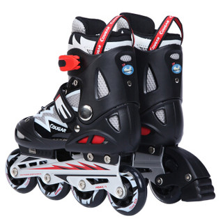 美洲狮（COUGAR）溜冰鞋儿童轮滑鞋男女可调旱冰鞋闪电单鞋MZS835L-12黑白色M码