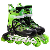 美洲狮（COUGAR）溜冰鞋儿童轮滑鞋男女可调旱冰鞋闪电单鞋MZS835L-12黑绿色M码