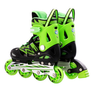 美洲狮（COUGAR）溜冰鞋儿童轮滑鞋男女可调旱冰鞋闪电套装MZS835L-12黑绿色L码