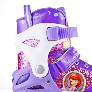 迪士尼(Disney)溜冰鞋儿童全套装轮滑鞋男女可调全闪光旱冰鞋滑冰鞋 紫公主S码（建议平时27-32码3-6岁）