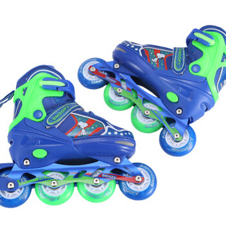 史努比 SNOOPY 溜冰鞋儿童男女全套装可调节八轮全闪直排轮滑鞋M码蓝色BH705