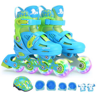 COUGAR 美洲狮 溜冰鞋儿童套装 可调轮滑鞋MZS885蓝色L码