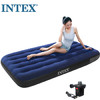 INTEX 蓝色植绒单人充气床垫 居家躺椅 露营帐篷气垫床【赠充气泵】68950
