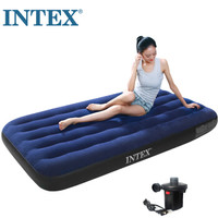 INTEX 68950 蓝色植绒单人充气床垫 单人款 76*191*22cm