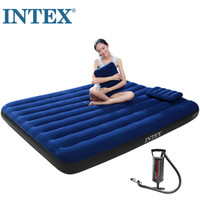 INTEX 户外充气床垫 家用双人加大气垫床(送充气枕头2个、手动气泵1个)152*203*22cm露营躺椅防潮垫 68765