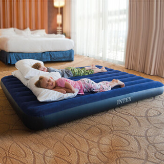 INTEX 68759深蓝灯心绒充气床垫双人加大气垫床 户外防潮垫空气床躺椅 152*203*22cm