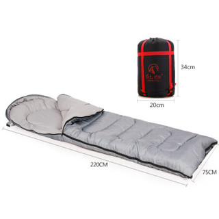 红色营地 睡袋 户外秋冬季加厚睡袋成人室内午休睡袋 2.3kg 灰色