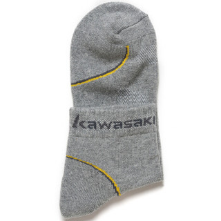 川崎KAWASAKI 袜子羽毛球袜运动袜透气防滑KW-6105灰色