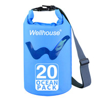 Wellhouse 海洋防水袋 户外漂流背包沙滩手机数码衣物游泳包收纳袋 天蓝色20L