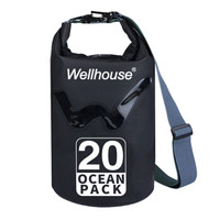 WELLHOUSE 海洋防水袋 户外漂流背包沙滩手机数码衣物游泳包收纳袋 黑色20L *4件