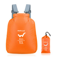 WELLHOUSE 防水折叠背包 旅行双肩皮肤包男女户外登山野营沙滩便携收纳10L橙色