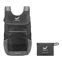 Wellhouse 折叠小背包皮肤包双肩包户外轻便旅行包学生书包10L雅致黑