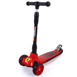 法拉利儿童滑板车滑步车 3-6-8-10岁小孩 可折叠升降四轮闪光摇摆车平衡车FXK58红色 *2件