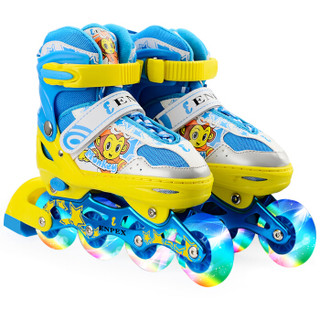 乐士（ENPEX) 溜冰鞋 儿童 轮滑鞋 八轮全闪光旱冰鞋滑冰鞋 MS170 黄色 M（34-37码/送护具路障）