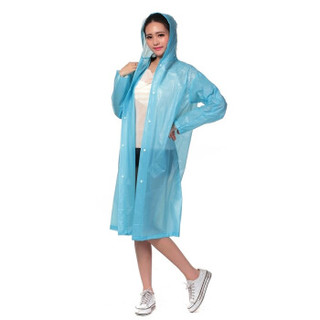 博沃尼克 半透明磨砂成人雨衣雨披 男女士长款带帽 非一次性雨衣 BY-01蓝色