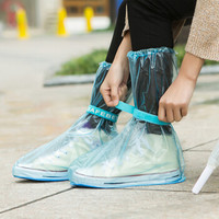 山顶洞人 雨鞋套非一次性雨靴男女防雨水脚套加厚防滑耐磨鞋套CM9006蓝XL