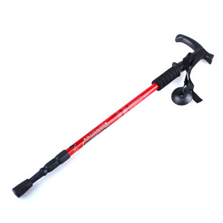 霞光户外登山杖铝合金手杖三节可折叠拐杖手杖T型302红色