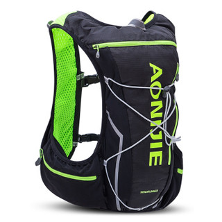 奥尼捷（AONIJIE）越野跑步背包户外徒步骑行登山双肩包运动水袋背包10L 黑绿M/L