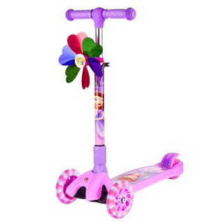 迪士尼(Disney)儿童滑板车1-2-3-6岁 四轮小孩滑滑车 可升降折叠闪光摇摆踏板车 01苏菲亚