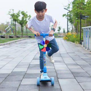 超级飞侠儿童滑板车 2-6-12岁 四轮可折叠踏板车 可升降闪光摇摆车PLUS款 蓝色