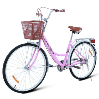 凤凰Phoenix城市车男女式通用型通勤车自行车女芭蕾小姐 26寸 粉色