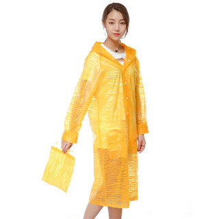 捷昇(JIESHENG) 半透明户外加厚非一次性雨衣男女通用旅游雨鞋套便携长款风衣式雨披 橙黄色条纹款