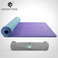 HATHA YOGA 哈他 专业加宽80cm瑜伽垫男女环保TPE加厚舞蹈运动健身垫（中线款，送网包）—藤紫