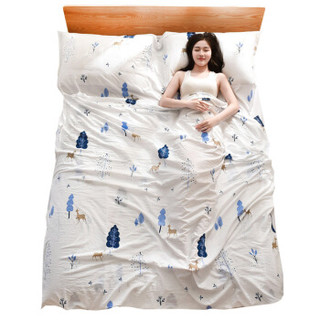 安丹迪（Adandyish）双人吉祥麋鹿款水洗棉隔脏睡袋酒店宾馆便携式防脏床单床罩