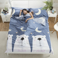 埃尔蒙特ALPINT MOUNTAIN 隔脏睡袋纯棉便携式旅行旅游宾馆酒店防脏床单成人室内 小熊蓝200*230cm