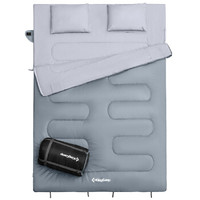康尔 KingCamp 双人睡袋 户外成人情侣旅行露营野餐四季保暖送枕头 可拆分2个单人睡袋 KS3143灰色