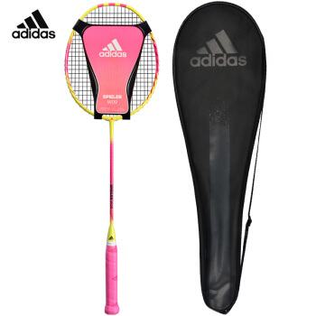 阿迪达斯adidas 全碳素羽毛球拍全面型羽毛球拍5U单拍 spieler W09黄粉色已穿线
