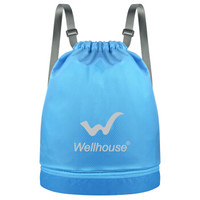 Wellhouse WELLHOUSE 抽绳双肩背包干湿分离皮肤包男女旅行包20L  湖蓝色