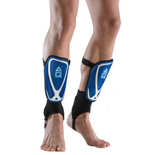 AQ足球护腿板运动护板插板 成人儿童护小腿板足球护具S63681(蓝色有绑带+护踝) L身高(160-180cm)