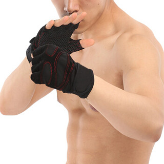 LAC健身手套男士运动手套女器械训练哑铃防滑护手掌 半指护腕 黑色XL码