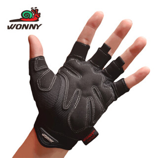 蜗牛（WONNY）JS-013健身手套男女器械手套半指防滑 健身运动手套 黑色 L