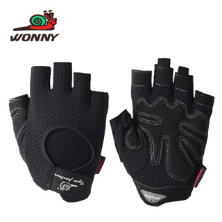 蜗牛（WONNY）JS-013健身手套男女器械手套半指防滑 健身运动手套 黑色 L