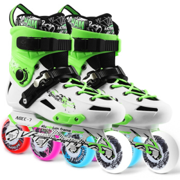 商品动感(action)溜冰鞋成人平花鞋花式单排轮滑鞋男女 旱冰鞋 小苹果