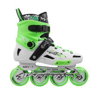 动感（ACTION)溜冰鞋成人平花鞋花式单排轮滑鞋男女 旱冰鞋 小苹果 绿白单鞋8轮闪光 42