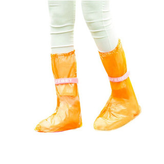 先锋连户外旅游漂流防雨鞋套中高筒男女通用雨靴套徒步骑行加厚底防水防滑雨鞋套 魔术贴高筒橙色（43-45码）