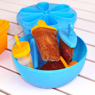 克来比 创意圆形雪糕模具套装 冰格冰棍冰淇淋模具 DIY棒冰冰模 带储冰盒 KLB1137 蓝色