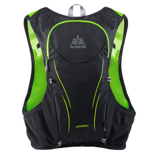 奥尼捷（AONIJIE）越野跑步背包运动水壶水袋包户外骑行登山双肩包5L 黑配绿S/M