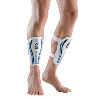 AQ足球护腿板运动护板插板 成人儿童护小腿板足球护具S62681(蓝白有绑带) L身高(160-180cm)