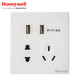 霍尼韦尔（honeywell）开关插座面板 五孔带双USB插座 充电二三极插座 境尚系列白色