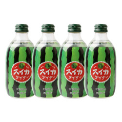 日本进口 友傑(jie)碳酸饮料西瓜味果味汽水 300ml*4瓶装